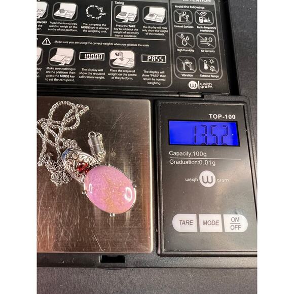 NEW Phosphosiderite and garnet stainless steel pendant 20 inch necklace - Picture 9 of 9